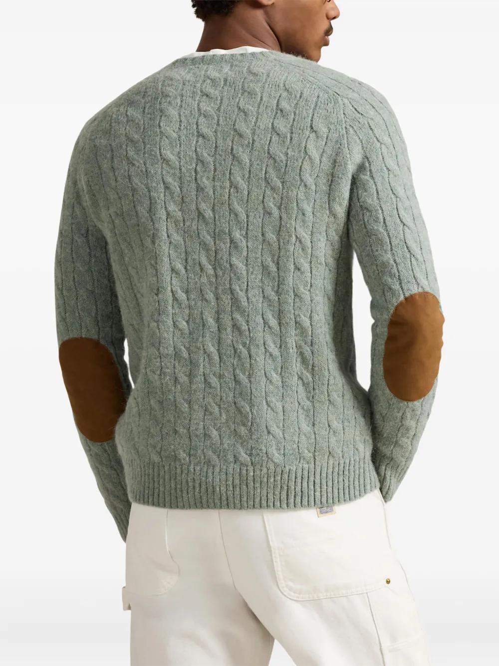 cable-knit elbow-patches sweater