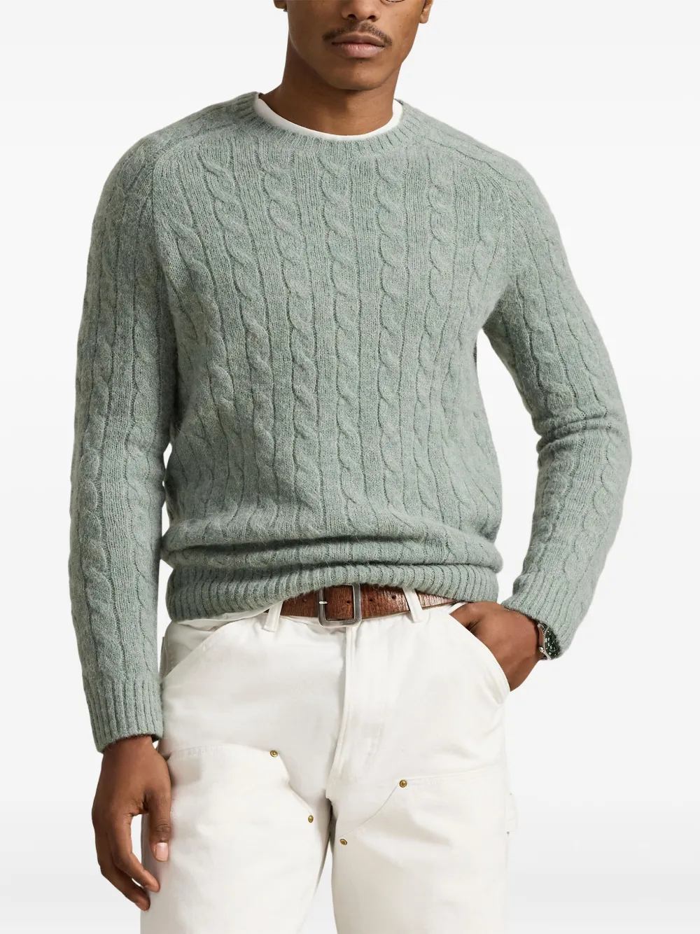 cable-knit elbow-patches sweater