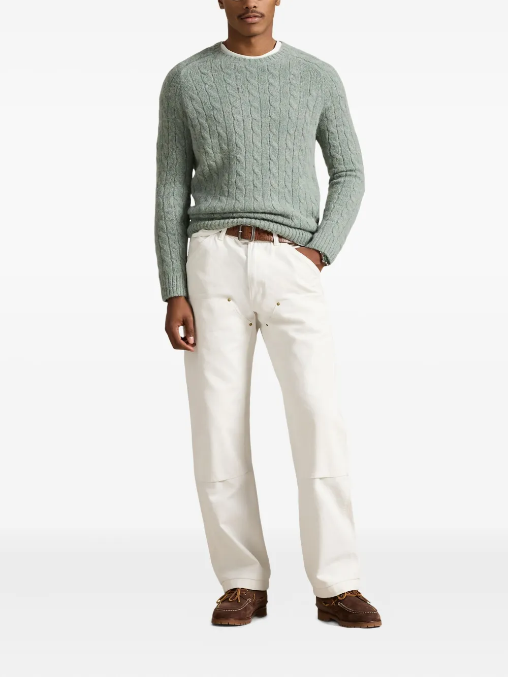 cable-knit elbow-patches sweater