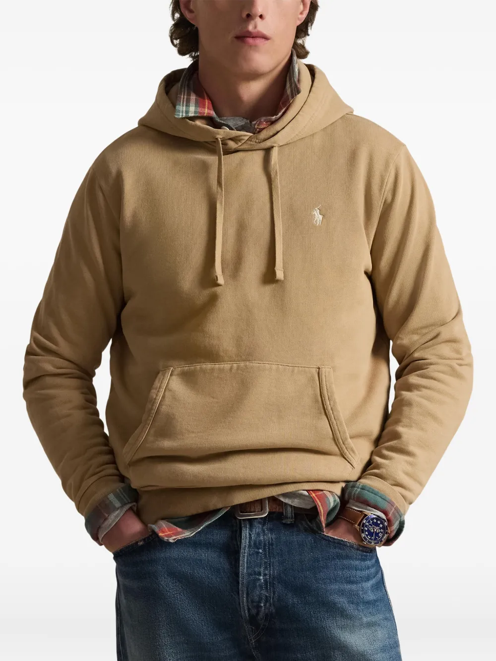 Polo Ralph Lauren Loopback Cotton Fleece Hoodie In Neutral