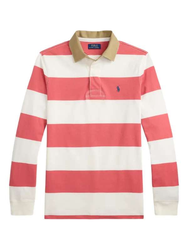Polo Ralph Lauren 長袖ポロシャツ ストライプ　春服 Polo Ralph Lauren ストライプ ラガーシャツ | レッド | FARFETCH JP