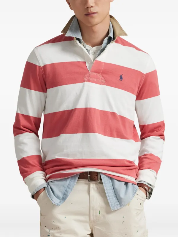Polo Ralph Lauren 長袖ポロシャツ ストライプ　春服 Polo Ralph Lauren ストライプ ラガーシャツ | レッド | FARFETCH JP