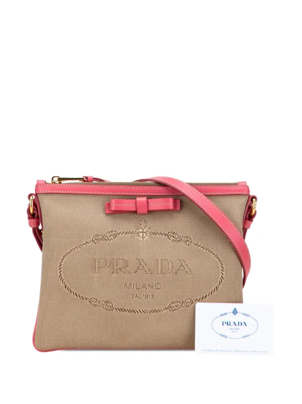 Prada Pre-Owned 2013-2025 キャンバス カナパ ロゴ ボウ ショルダー 