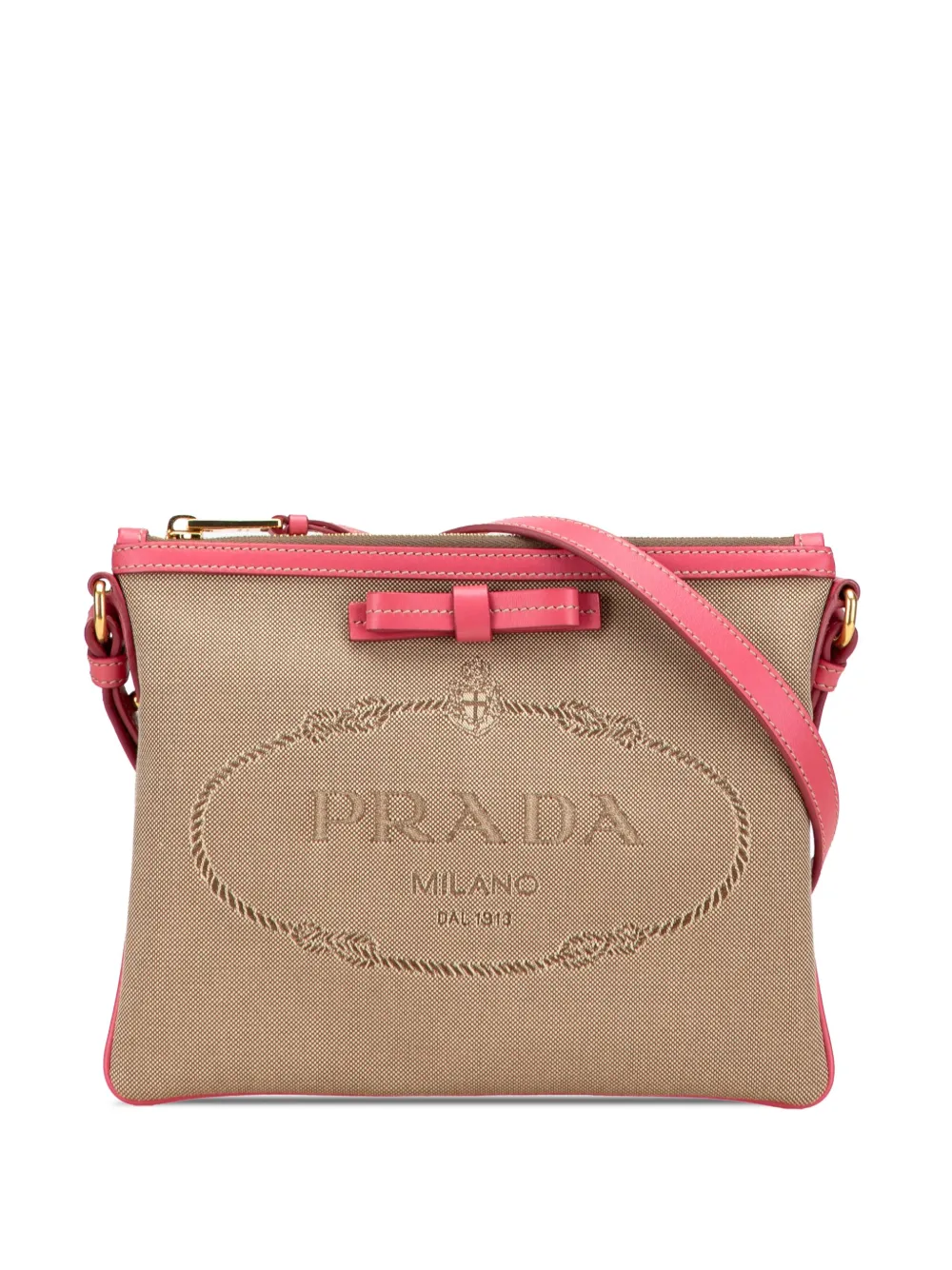 Prada Pre-Owned 2013-2025 キャンバス カナパ ロゴ ボウ ショルダーバッグ - ブラウン Prada Pre-Owned 2013-2025 キャンバス カナパ ロゴ ボウ ショルダーバッグ - ブラウン