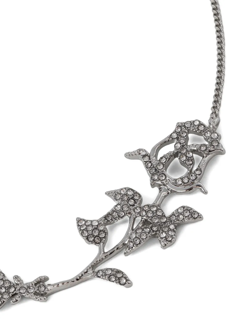Patrizia Pepe Rose-embellished Necklace In Metallic