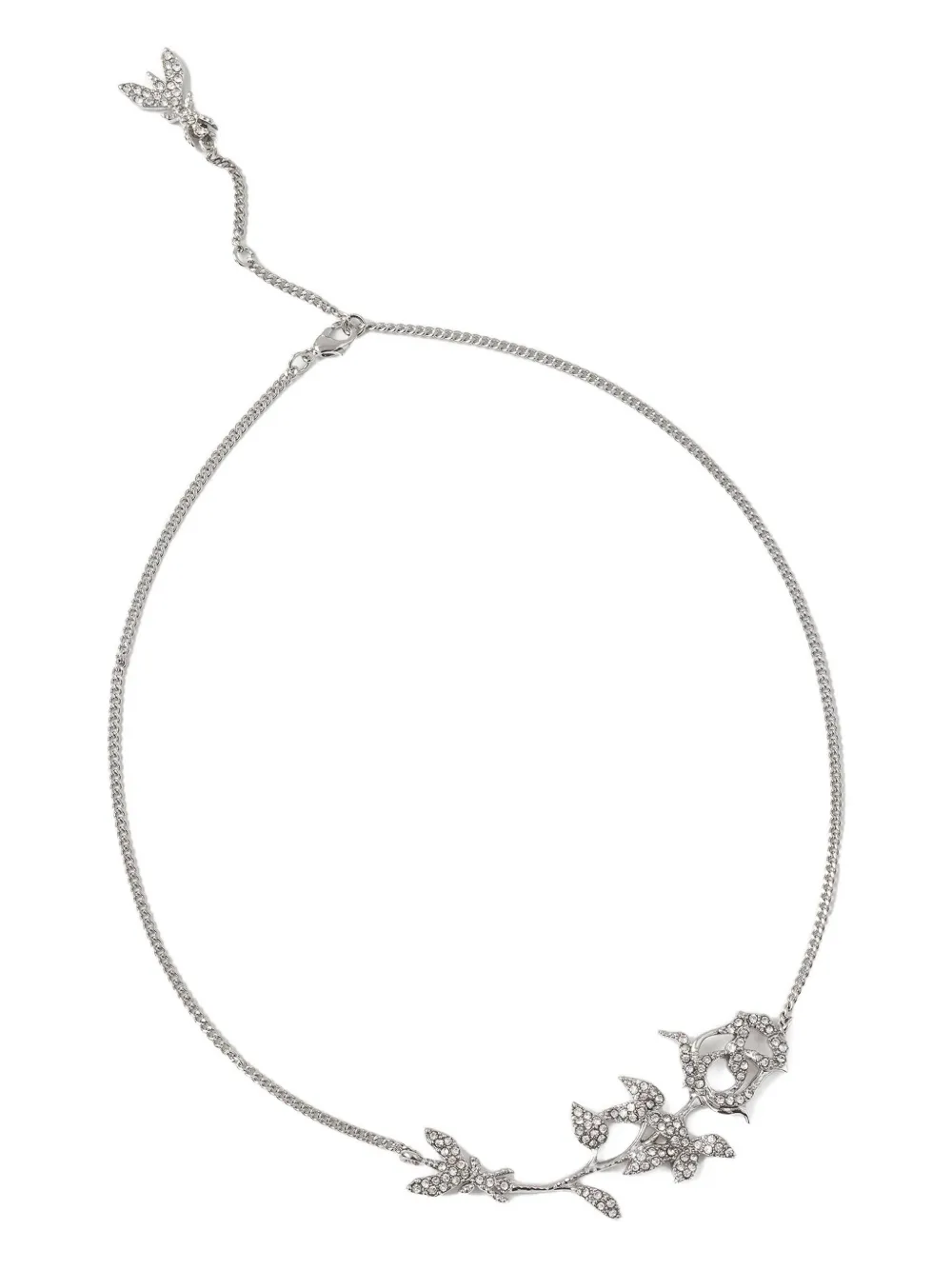 Patrizia Pepe Rose-embellished Necklace In Metallic