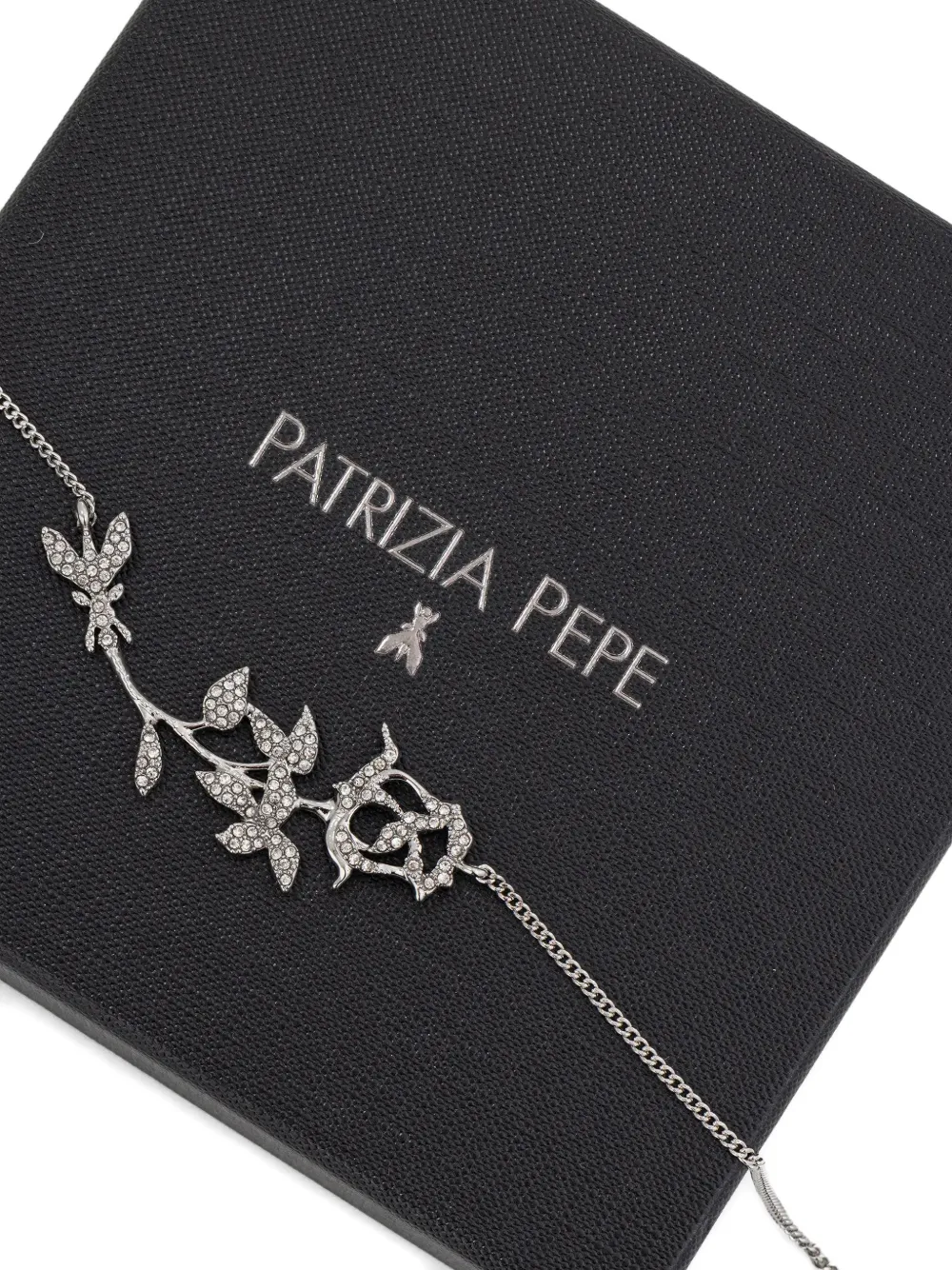 Patrizia Pepe Rose-embellished Necklace In Metallic