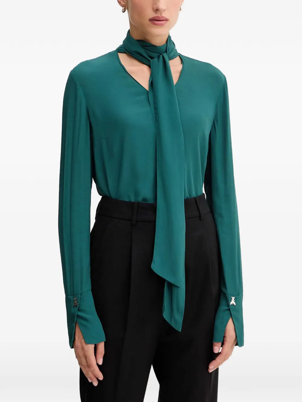 Patrizia Pepe Tie-detail Blouse In Green