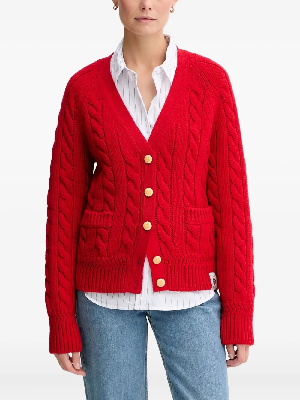 Bally Cable-knit Cardigan In Red
