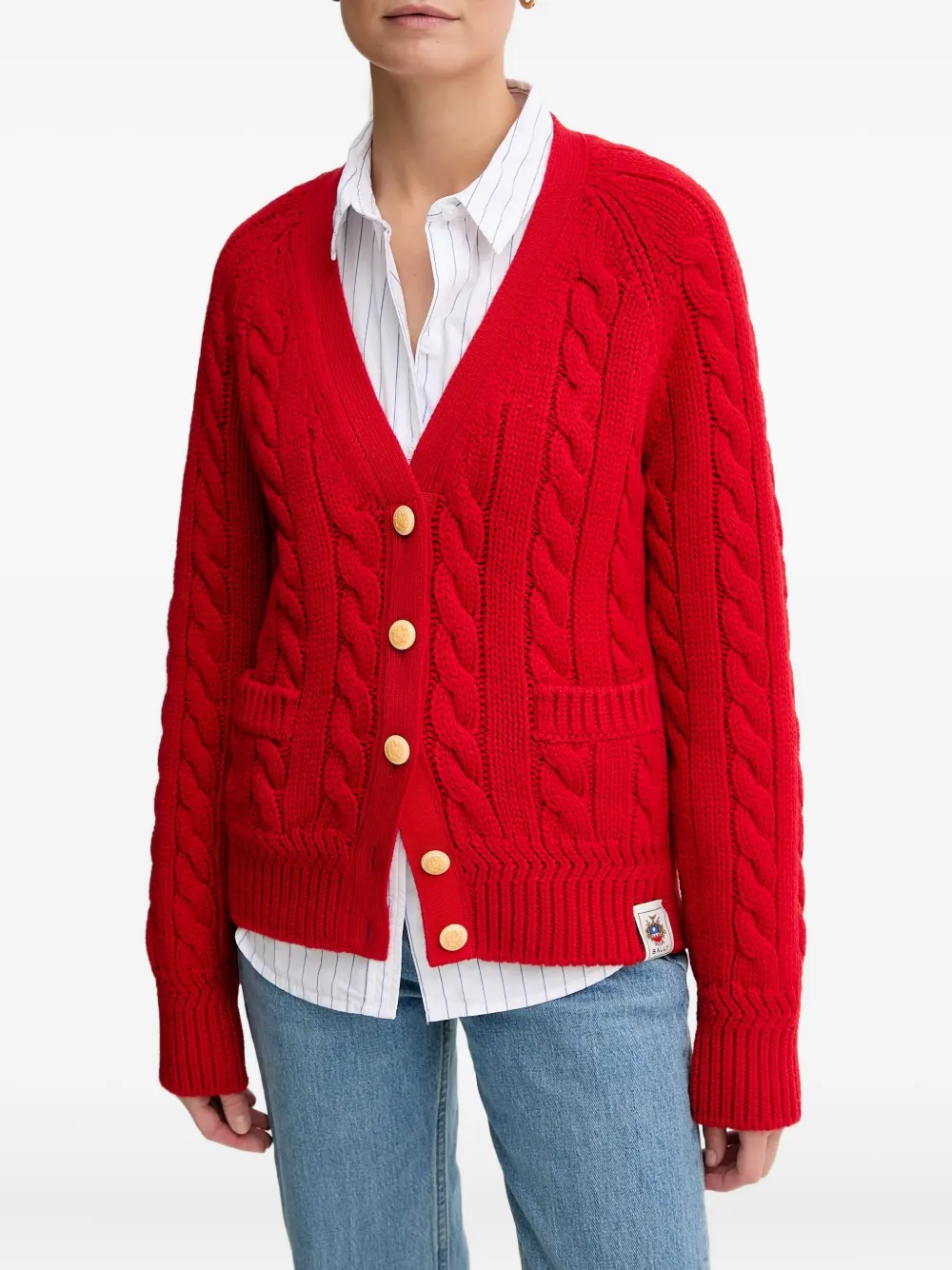 Bally Cable-knit Cardigan In Red