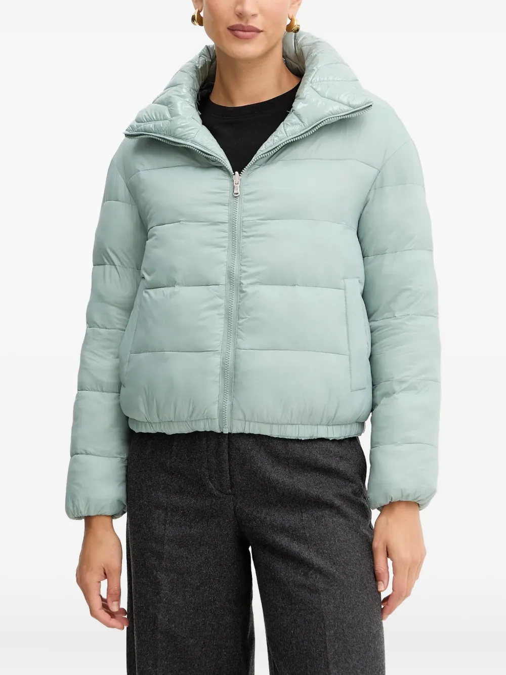Patrizia Pepe Quilted-design Hooded Jacket In Green