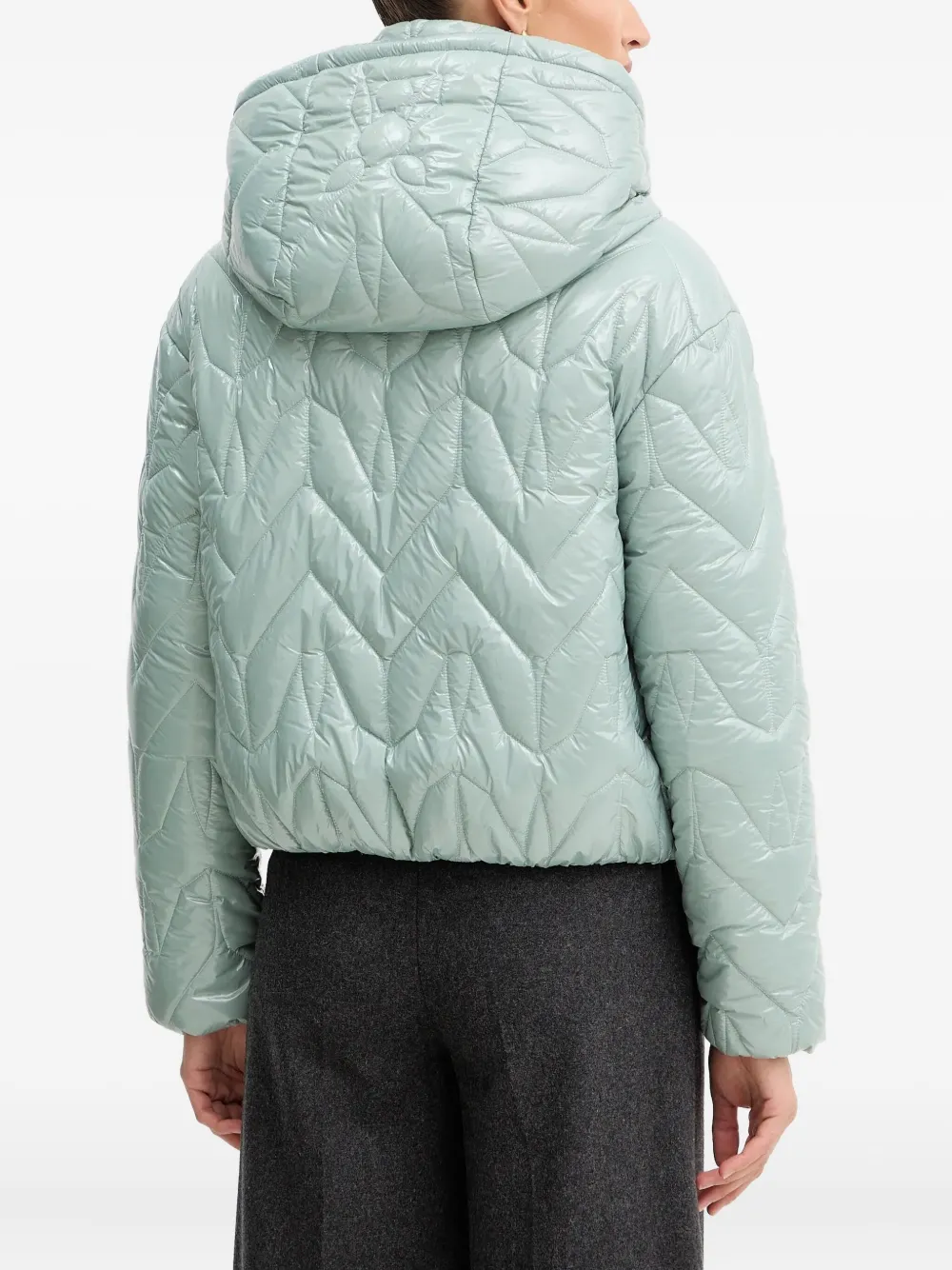 Patrizia Pepe Quilted-design Hooded Jacket In Green