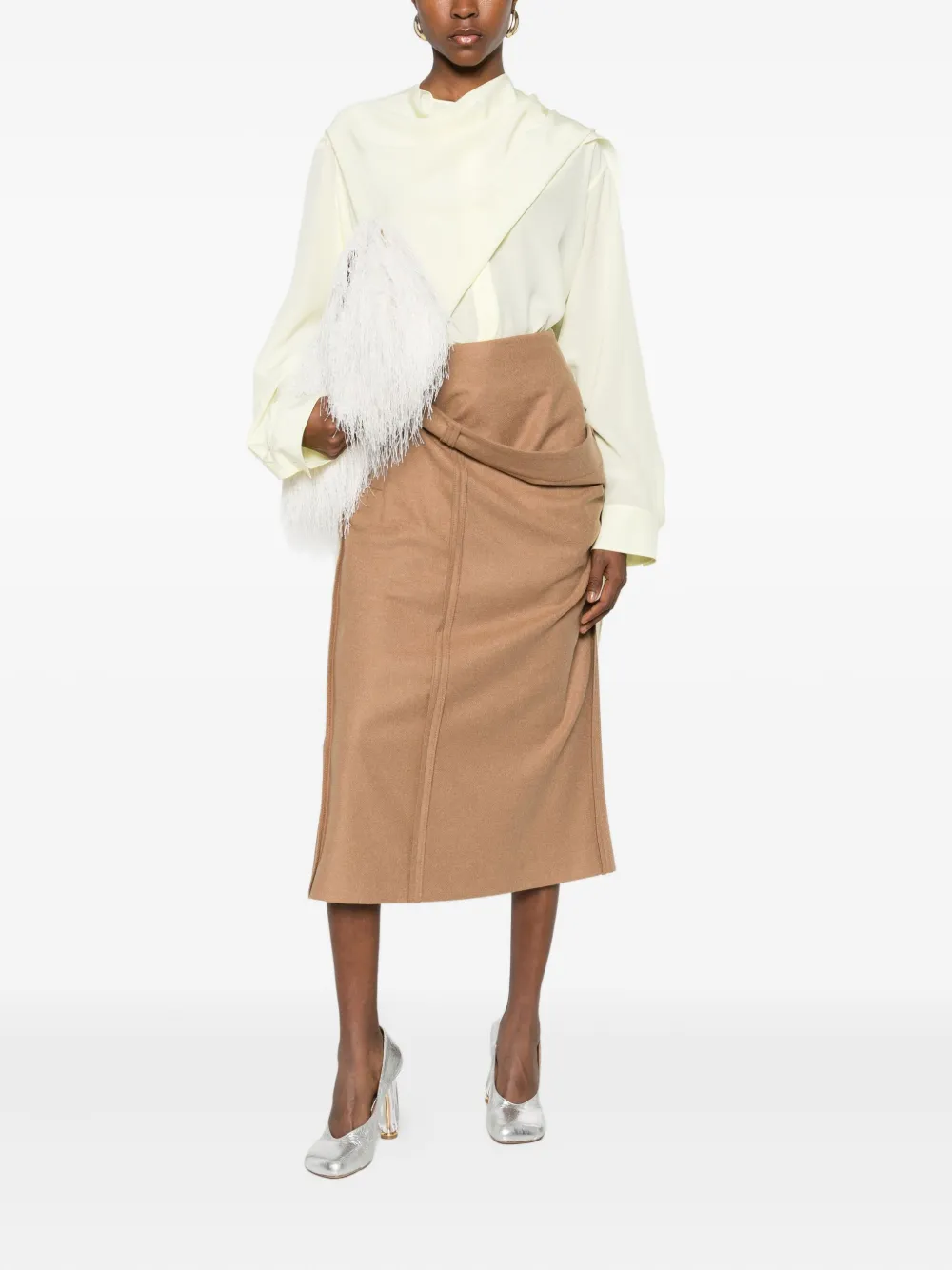 The Garment Gedrapeerde gelaagde midi-rok - Bruin