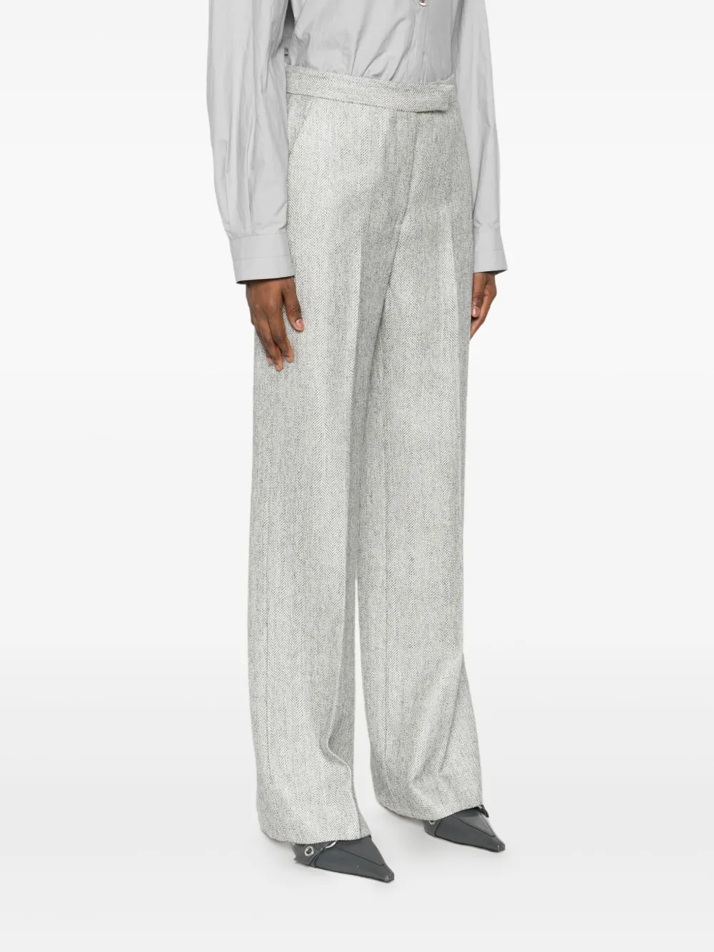 Antonelli Pantalon met visgraat patroon Grijs