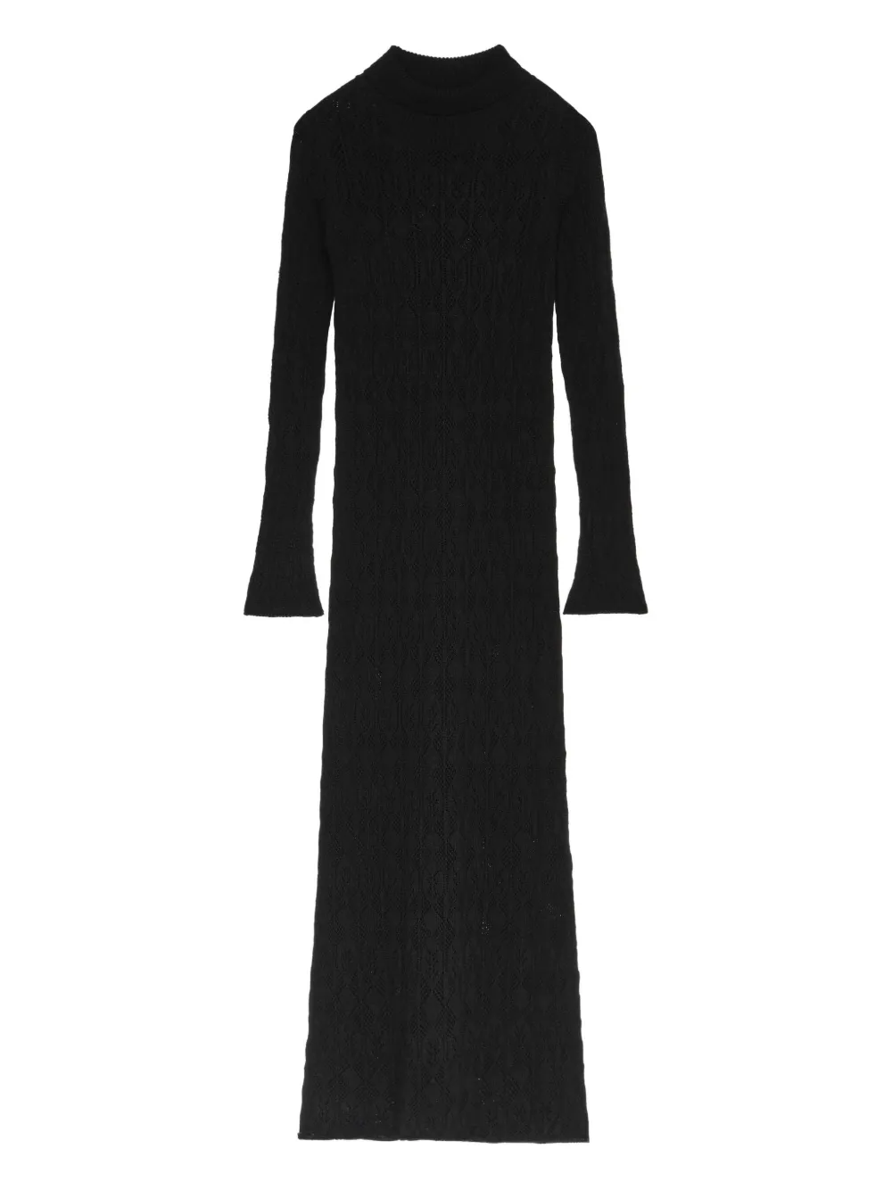 A Paper Kid ケーブルニット フレアドレス - ブラック