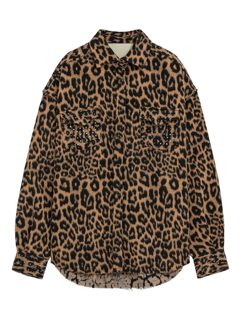 A Paper Kid Leopard Embellished Shirt In Brown