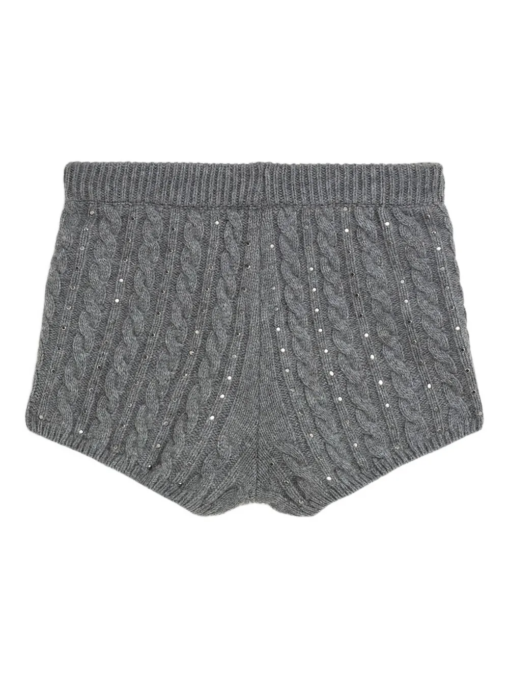 A Paper Kid Cable-knit Embellished Shorts In Gray