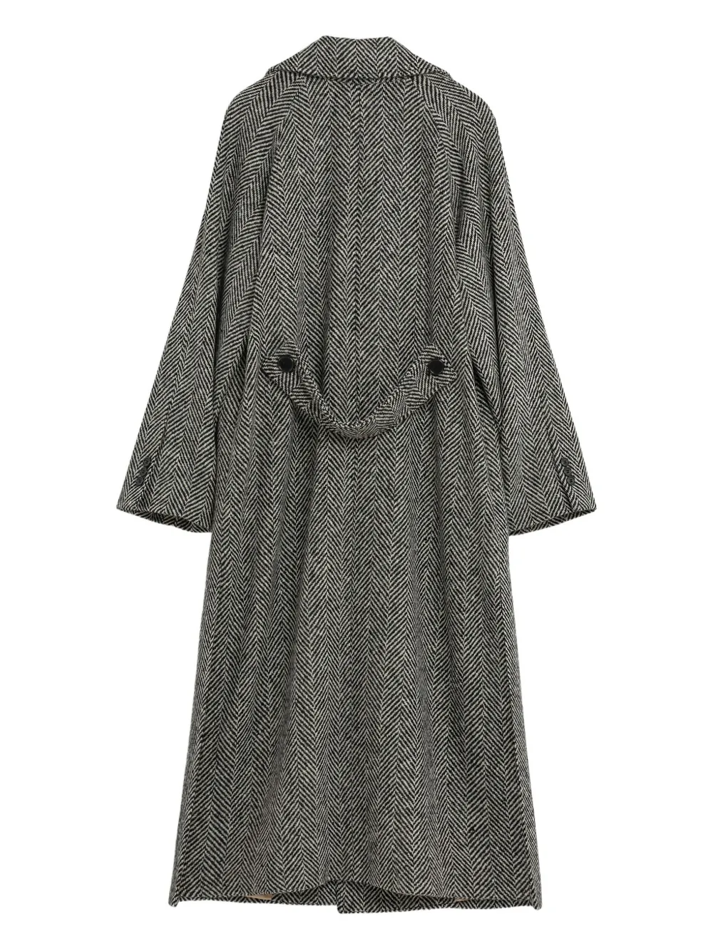 A Paper Kid Herringbone Double-breasted Coat In Gray