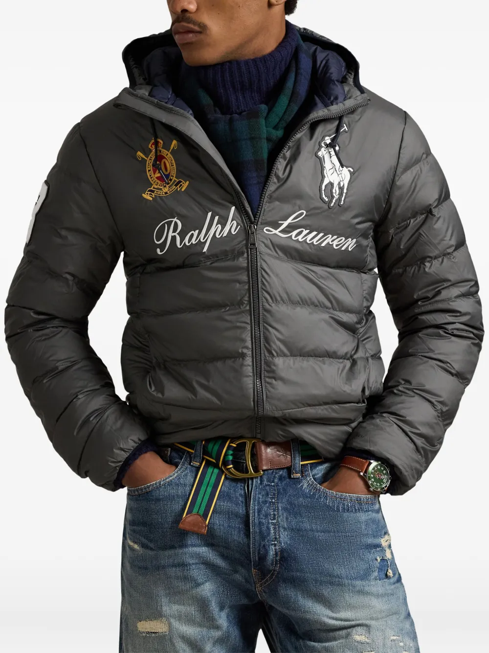 Polo Ralph Lauren Jaqueta Com Logo Bordado | Cinza | FARFETCH BR