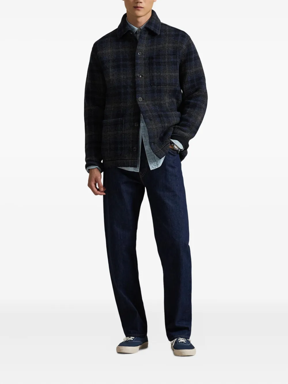 plaid-pattern wool cardigan 