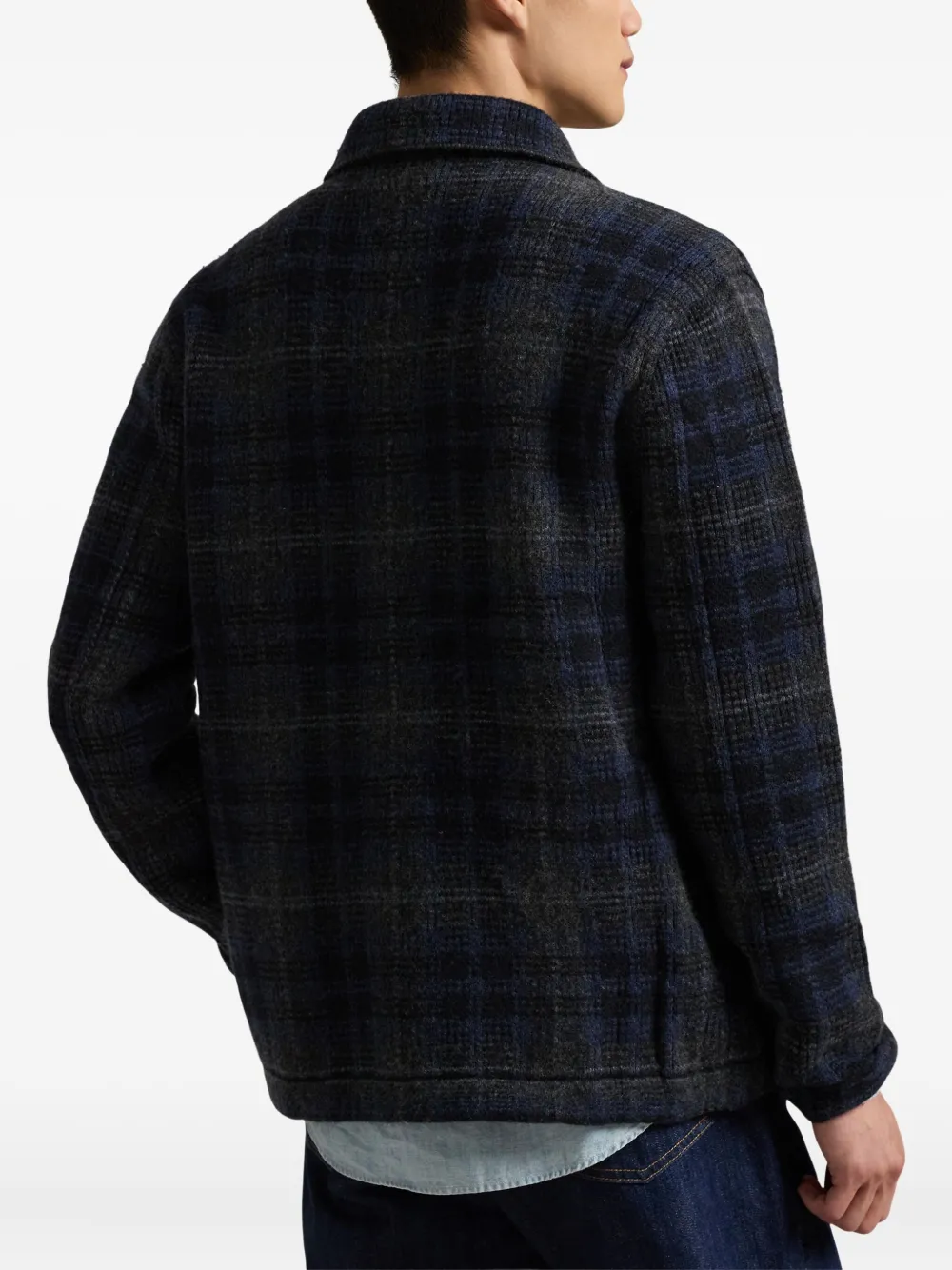 plaid-pattern wool cardigan 