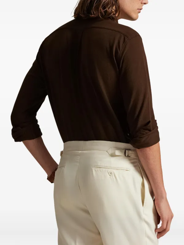 Polo Ralph Lauren logo-detail long-sleeve Shirt | Brown | FARFETCH