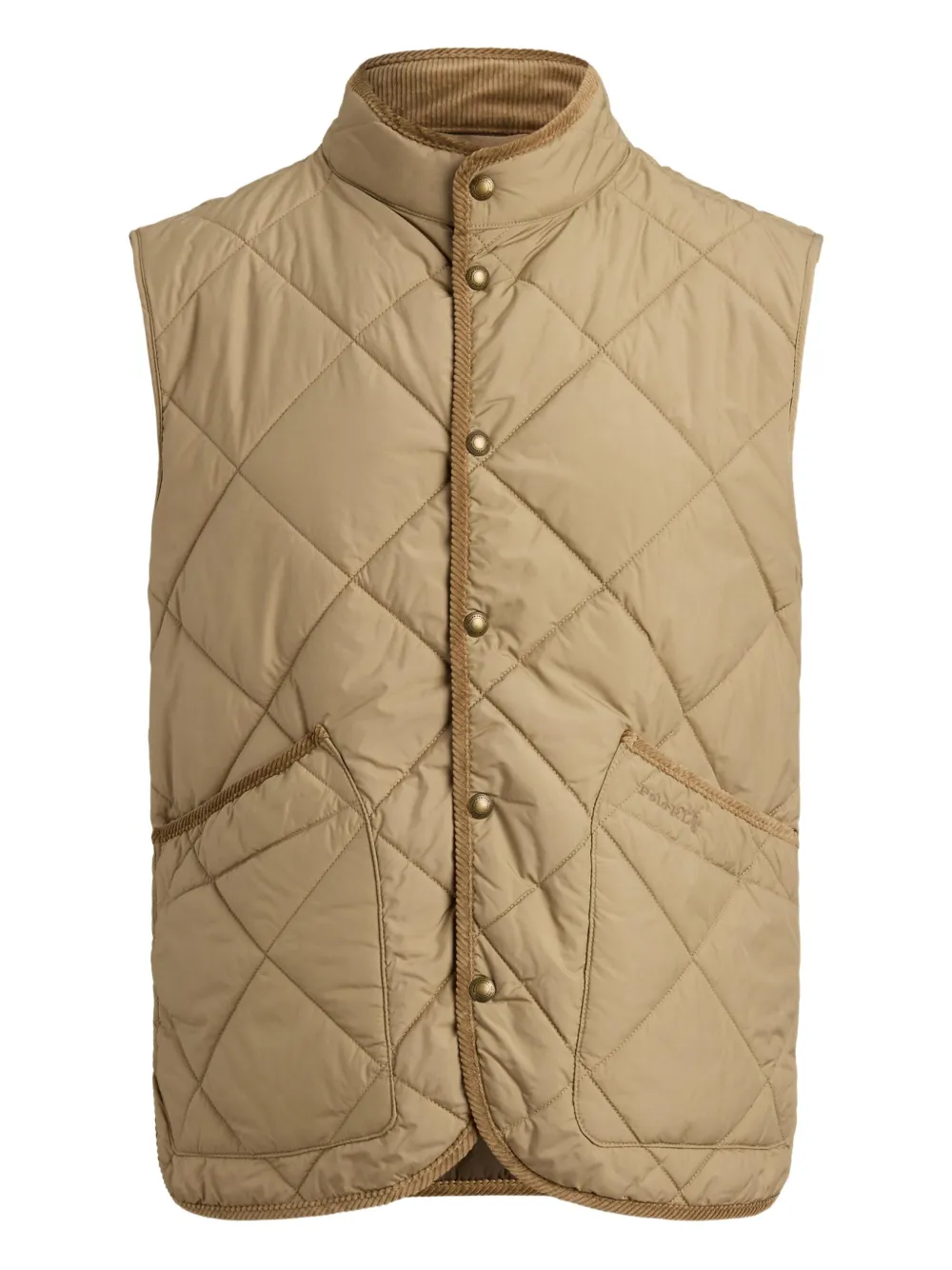 Polo Ralph Lauren Quilted Corduroy-trim Gilet In Neutral
