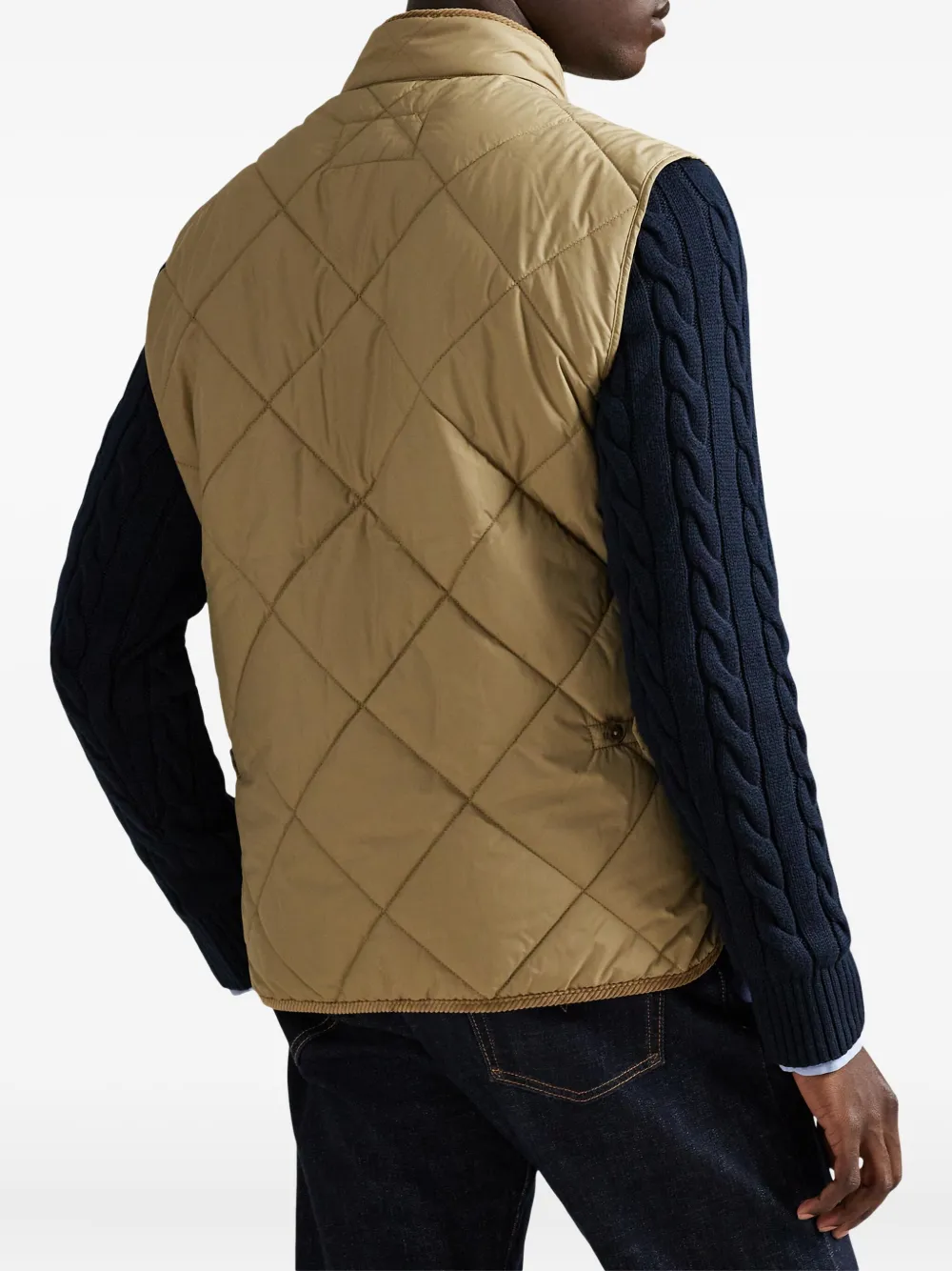 Polo Ralph Lauren Quilted Corduroy-trim Gilet In Neutral