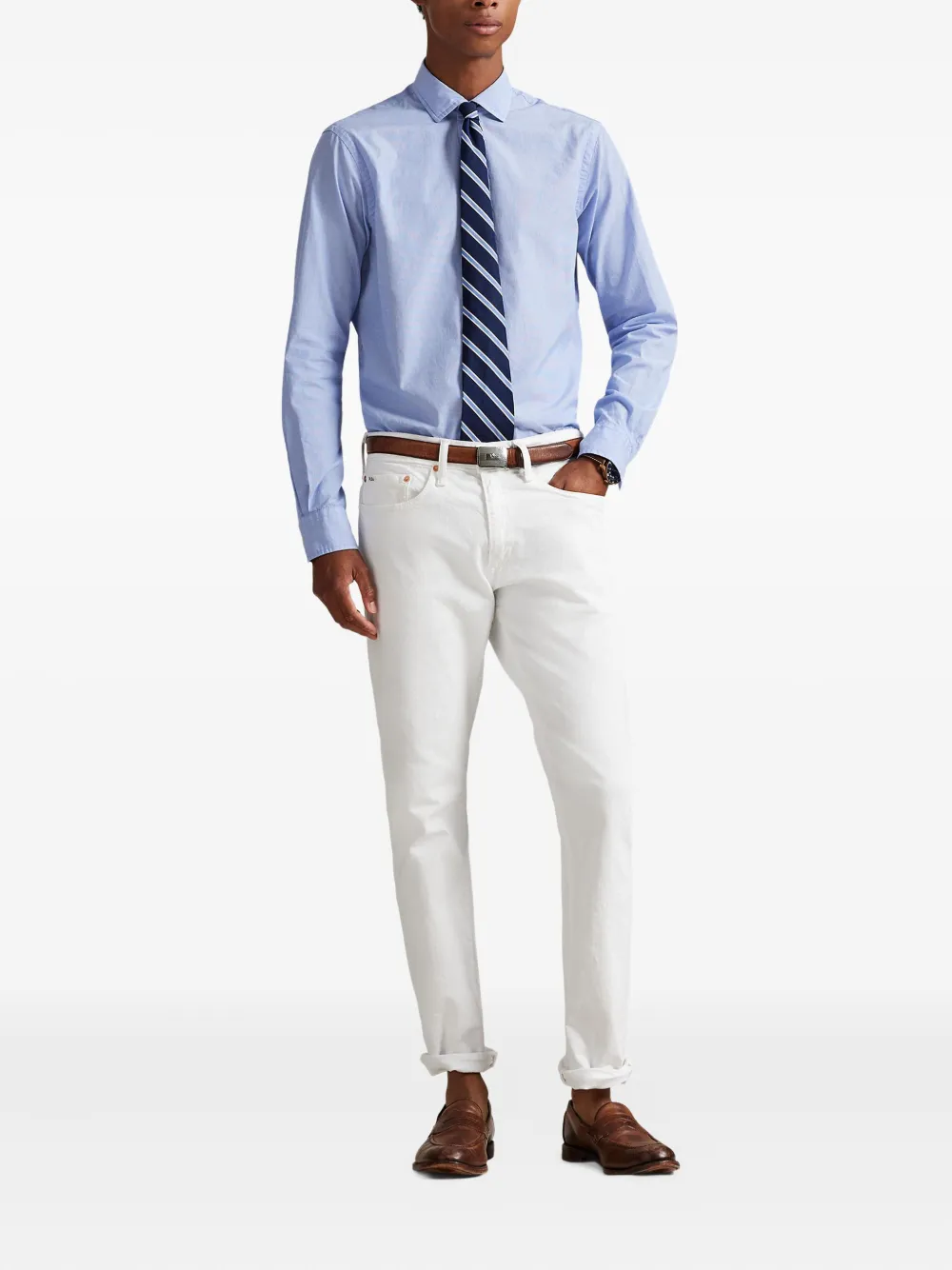 Polo Ralph Lauren Overhemd met puntkraag en lange mouwen Blauw