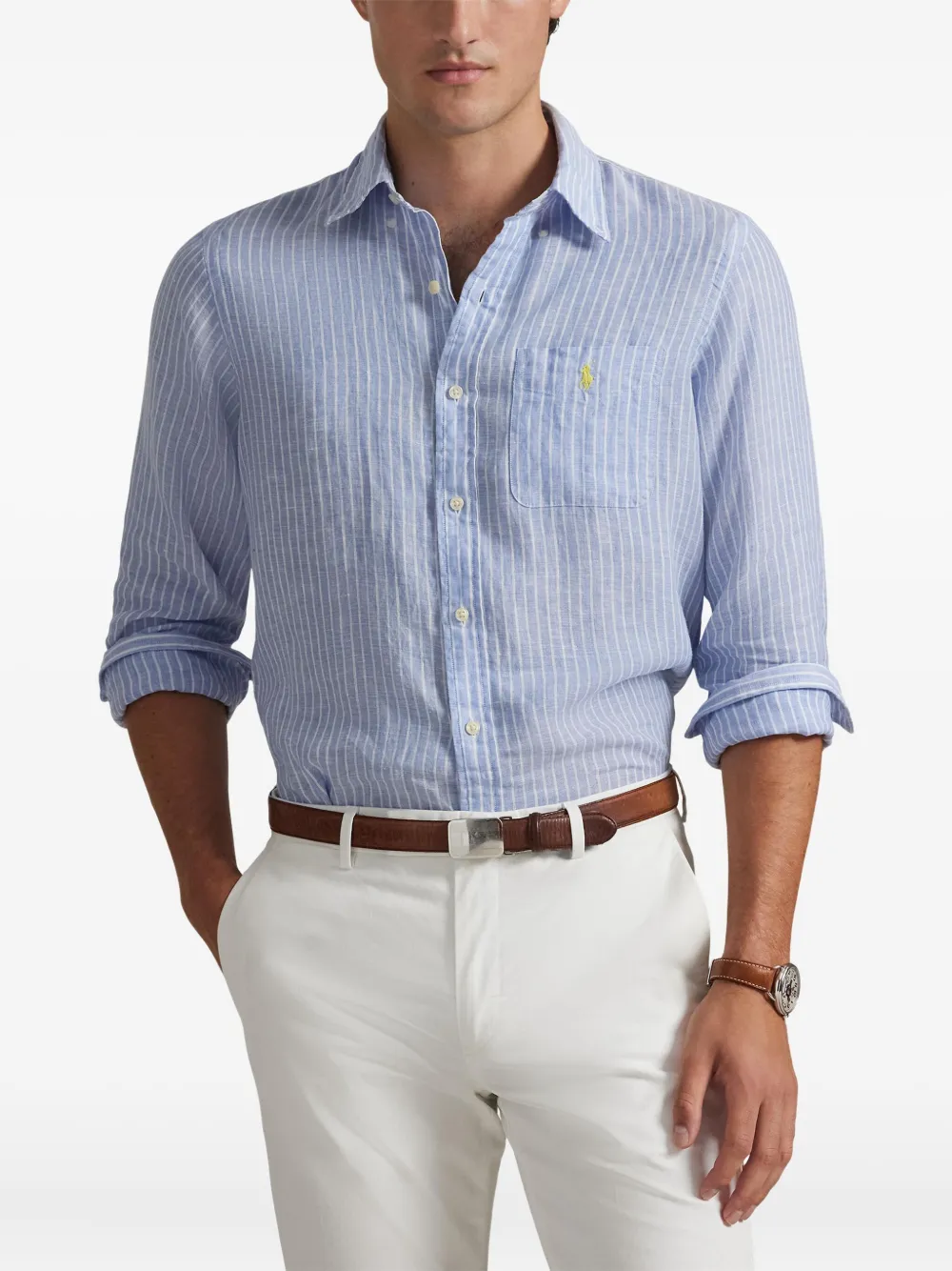 Polo Ralph Lauren Button-up Striped Shirt In Blue