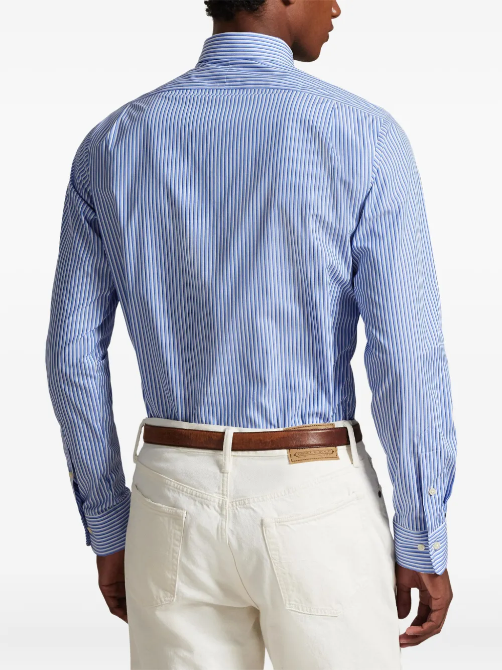 Polo Ralph Lauren Cotton Poplin Custom Fit Stripe Shirt In Blue