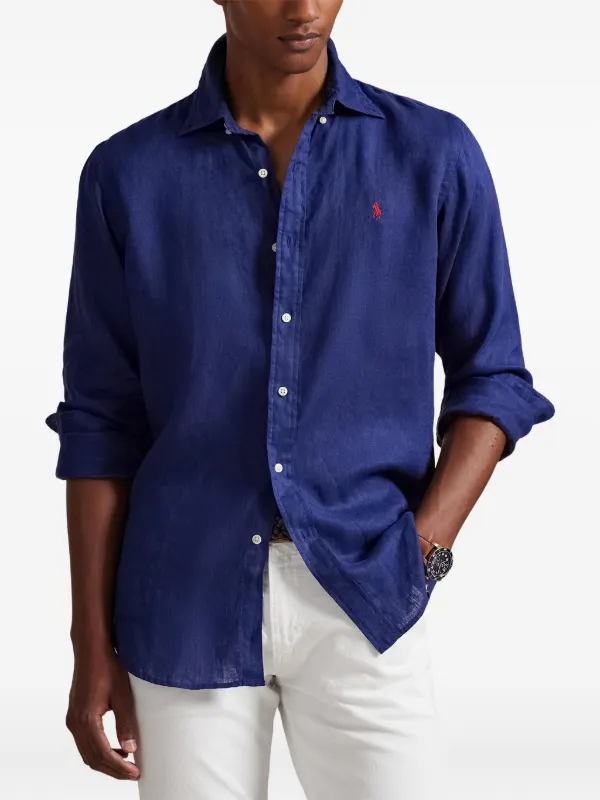Polo by Ralph Lauren ロングスリーブポロ リネン混　ネイビー Polo by Ralph Lauren ロングスリーブポロ リネン混 ネイビー Polo