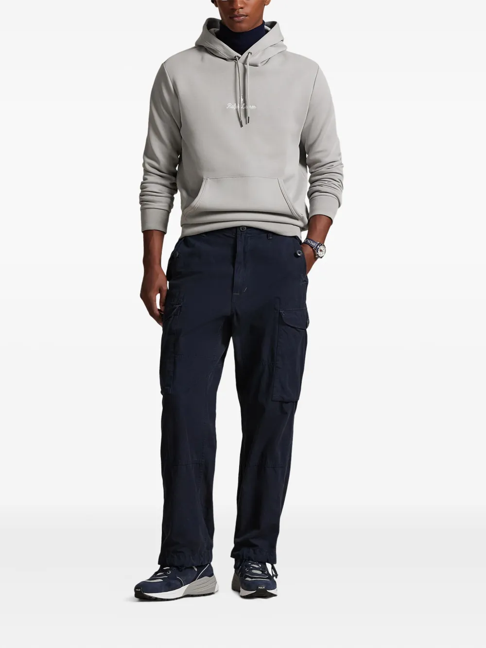 Polo Ralph Lauren Drawstring Hoodie In Gray