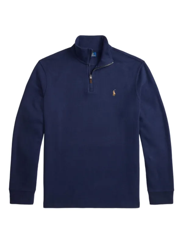 トップス POLO RALPH LAUREN Polo Ralph Lauren Moletom Com Zíper Parcial | Azul | FARFETCH BR