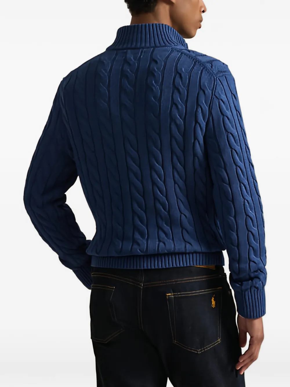 Polo Ralph Lauren Kabelgebreide trui met kwartrits Blauw