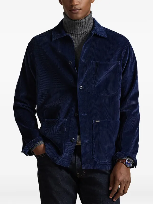 Polo Ralph Lauren Camisa De Veludo Cotelê Com Mangas Longas | Azul