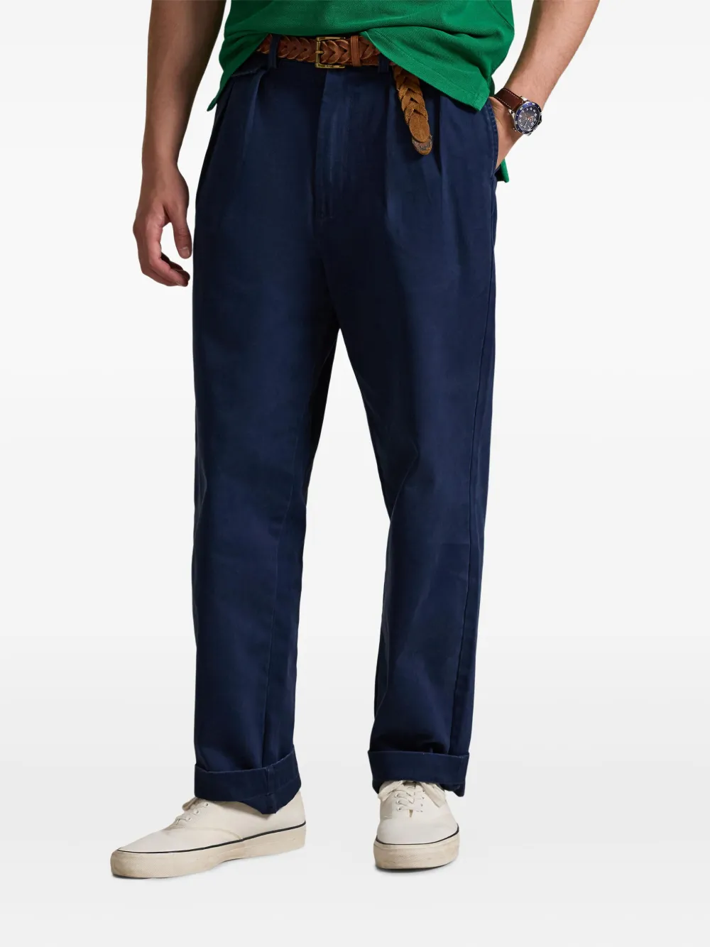 Polo Ralph Lauren Whitman geplooide straight broek Blauw