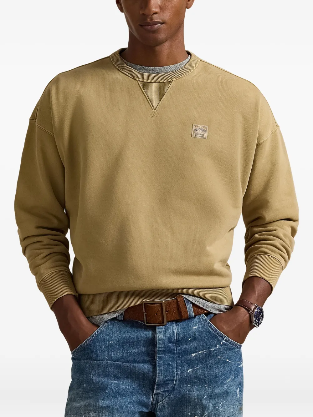 Polo Ralph Lauren Crew-neck Long-sleeve Sweatshirt In Brown