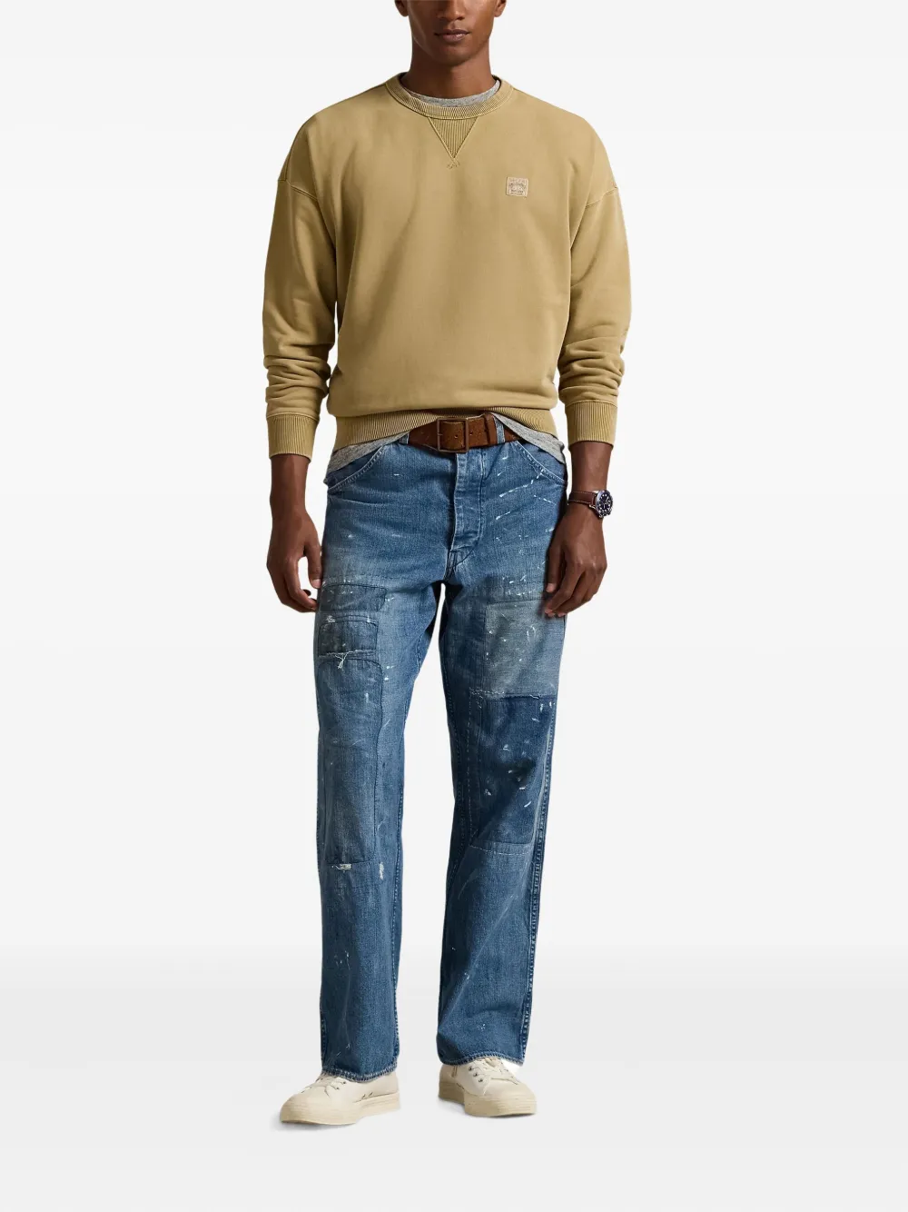 Polo Ralph Lauren Crew-neck Long-sleeve Sweatshirt In Brown