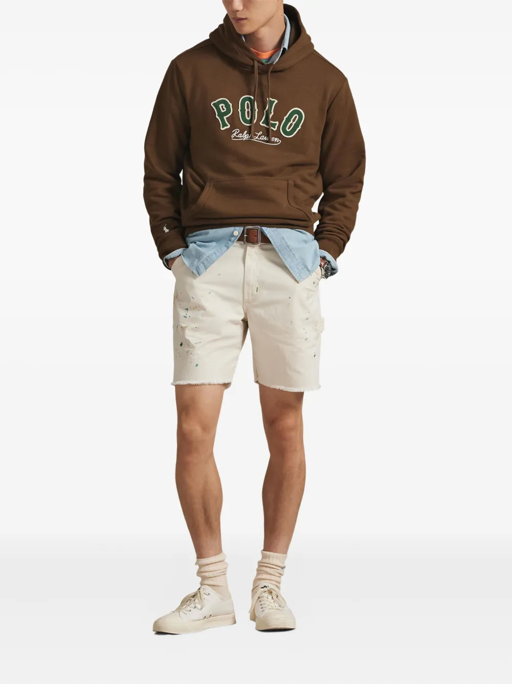 Polo Ralph Lauren Logo Hooded Sweatshirt In Brown