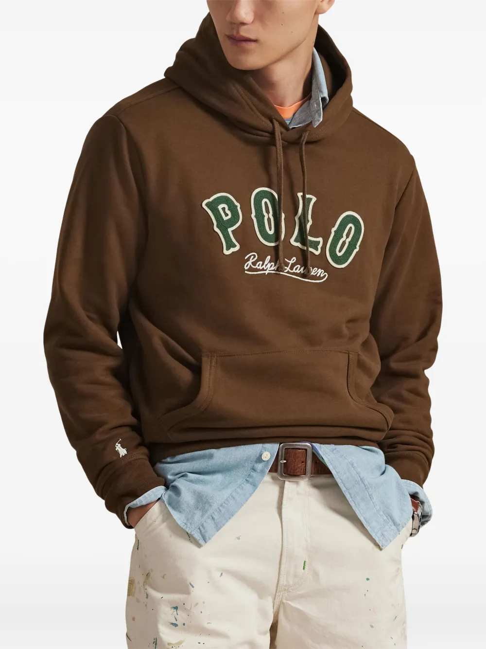 Polo Ralph Lauren Logo Hooded Sweatshirt In Brown