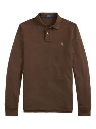 Polo Ralph Lauren Camisa Polo De Tricô Com Mangas Longas | Marrom