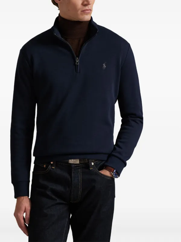 Polo Ralph Lauren Moletom Gola Alta Com Zíper Parcial | Azul