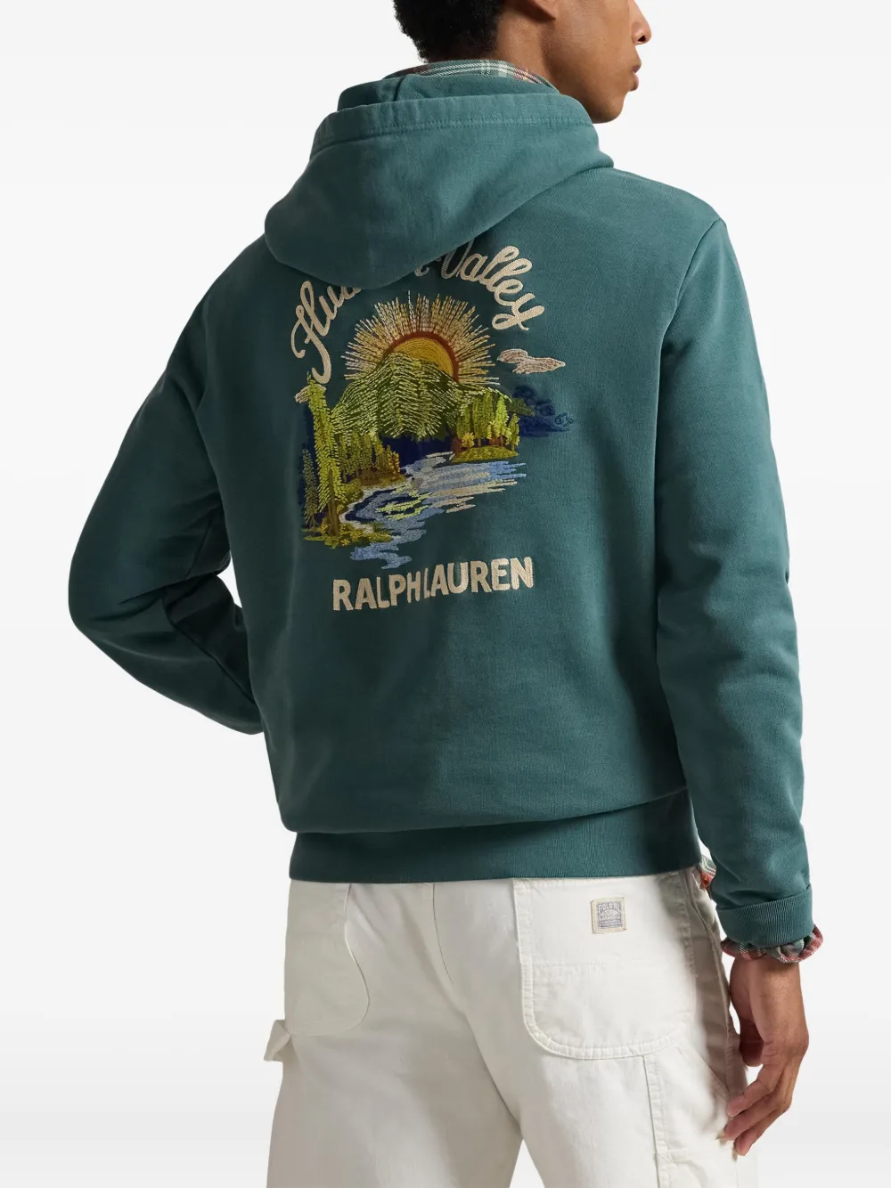 Polo Ralph Lauren Embroidered Long-sleeved Hoodie In Green