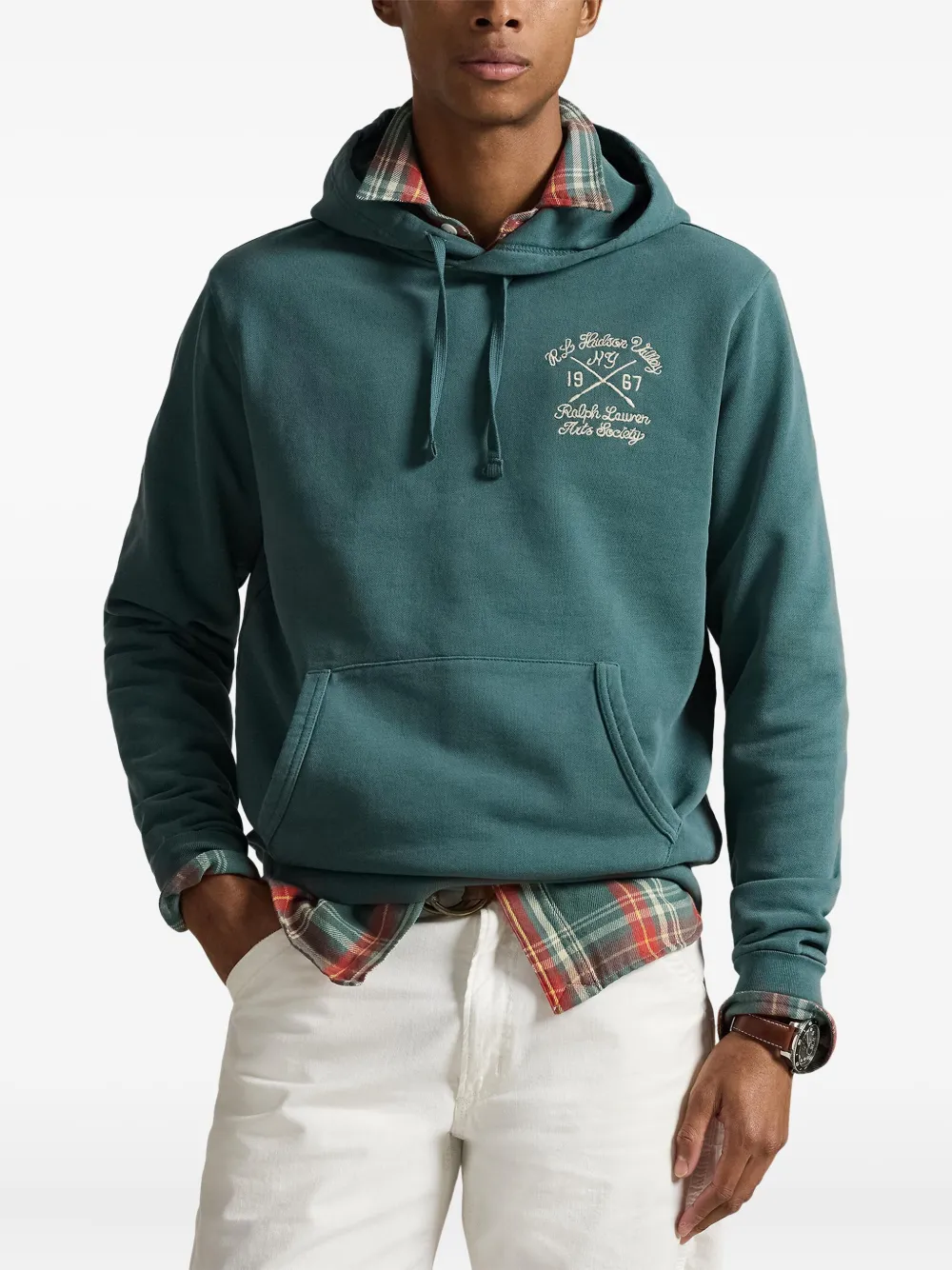 Polo Ralph Lauren Embroidered Long-sleeved Hoodie In Green