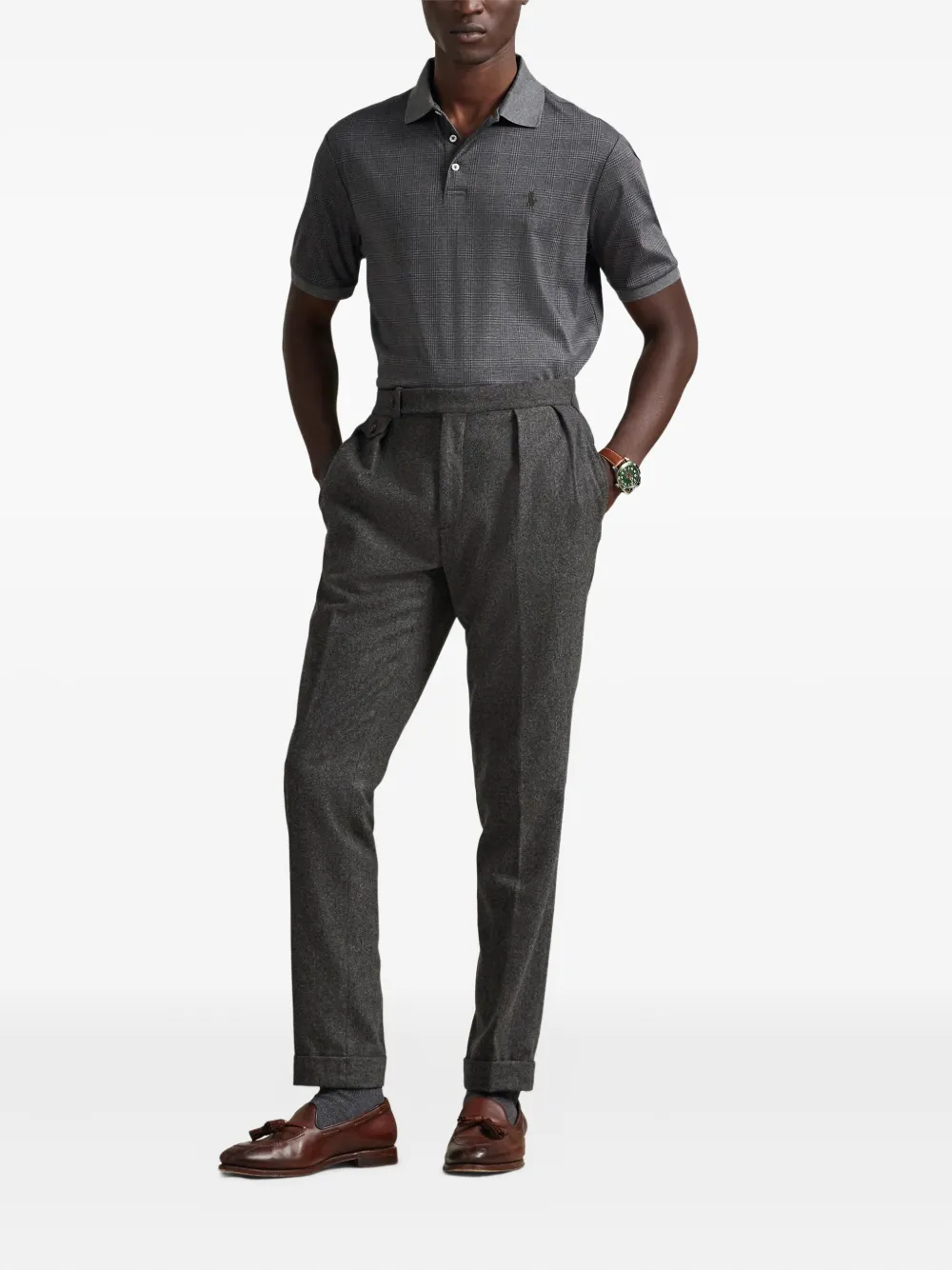 Polo Ralph Lauren Glen geruit poloshirt met korte mouwen Grijs