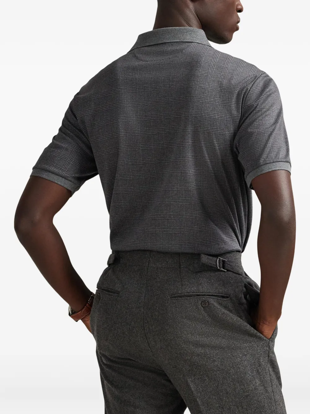 Polo Ralph Lauren Glen geruit poloshirt met korte mouwen Grijs