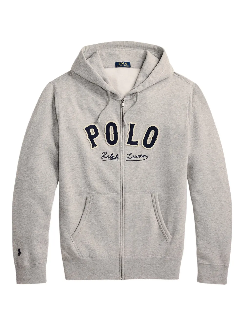 Polo Ralph Lauren Felpa con applicazione, zip e cappuccio - Grigio