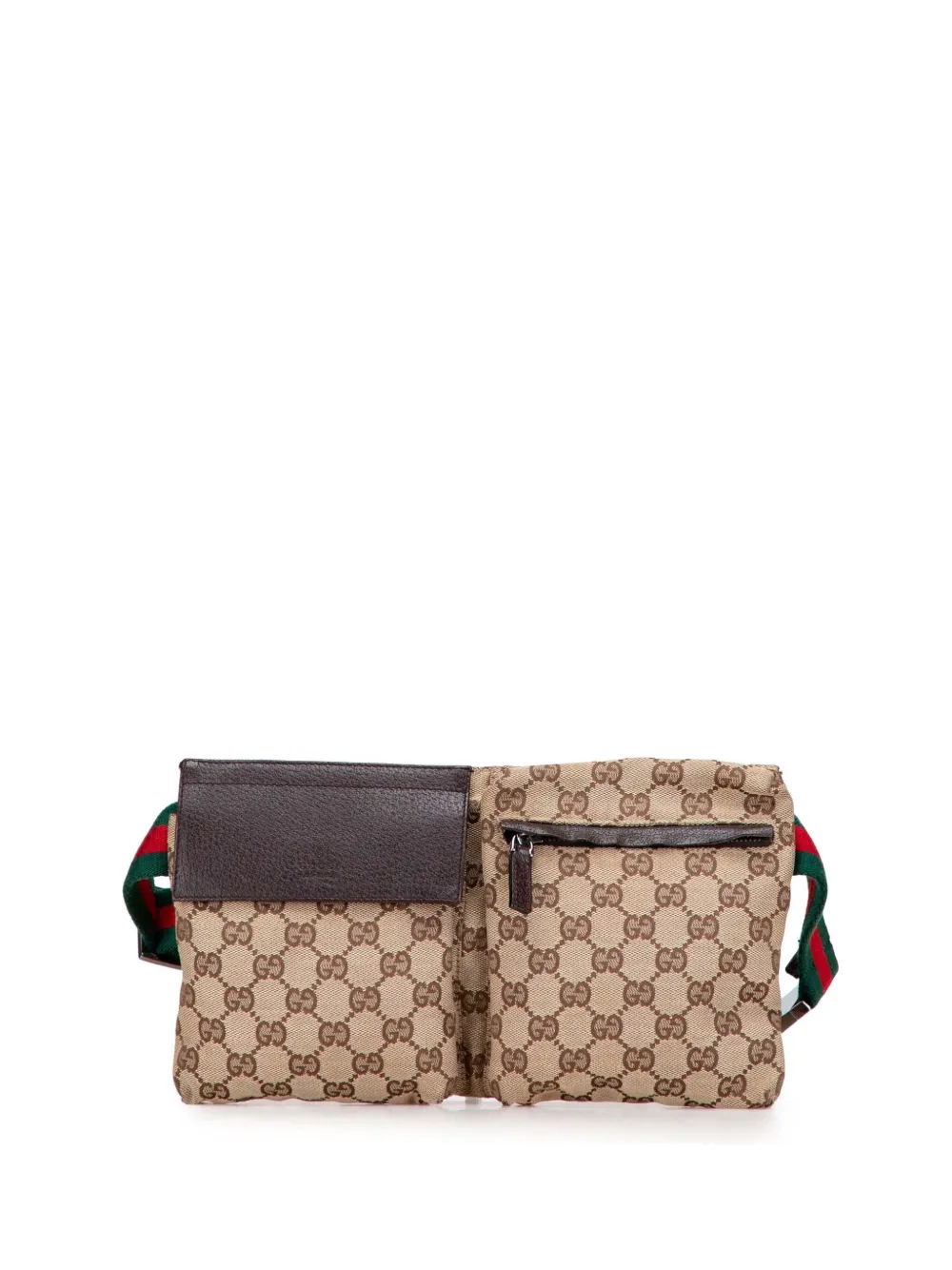 Gucci Pre-Owned 2000-2015 GG Canvas Web Double Pocket belt bag | Brown | Image 1