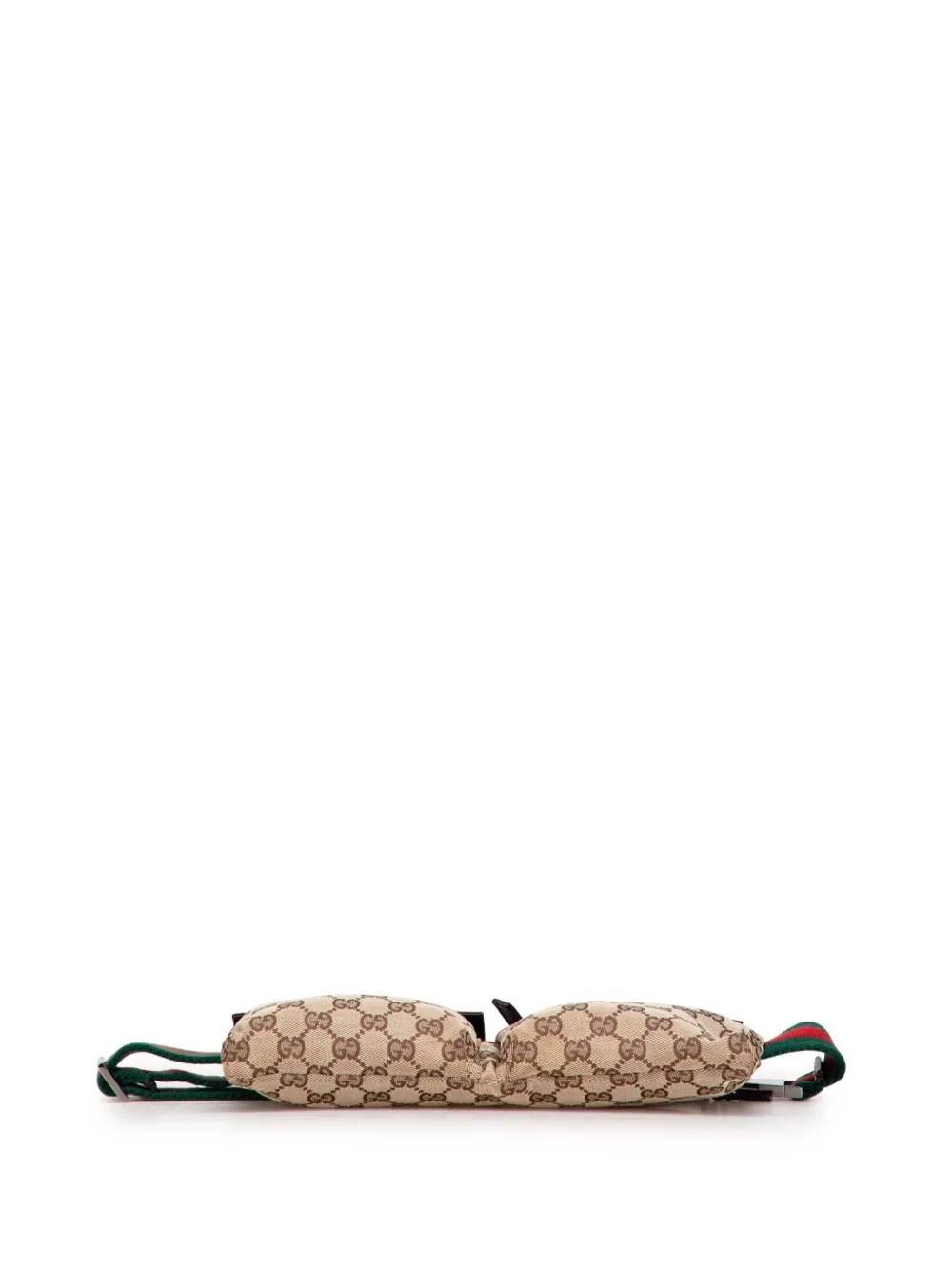 Pre-owned Gucci 2000-2015 Gg Canvas Web Double Pocket Belt Bag In Brown